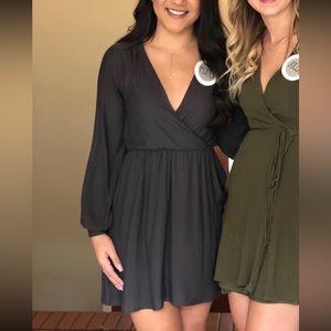 Green Long Sleeve Short Dress by Lush Size XS